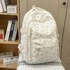 Multi-compartment Bow Pattern School Bag Multi-pocket Rucksack Floral Print Backpack  Travel