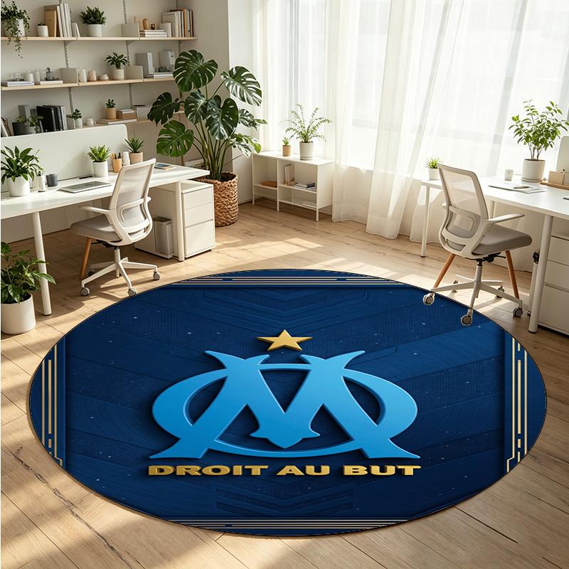 Olympique Lyonnais FC Printed Round Crystal Velvet Rug Soft Non Slip Floor Carpet For Bedroom Holiday Gift