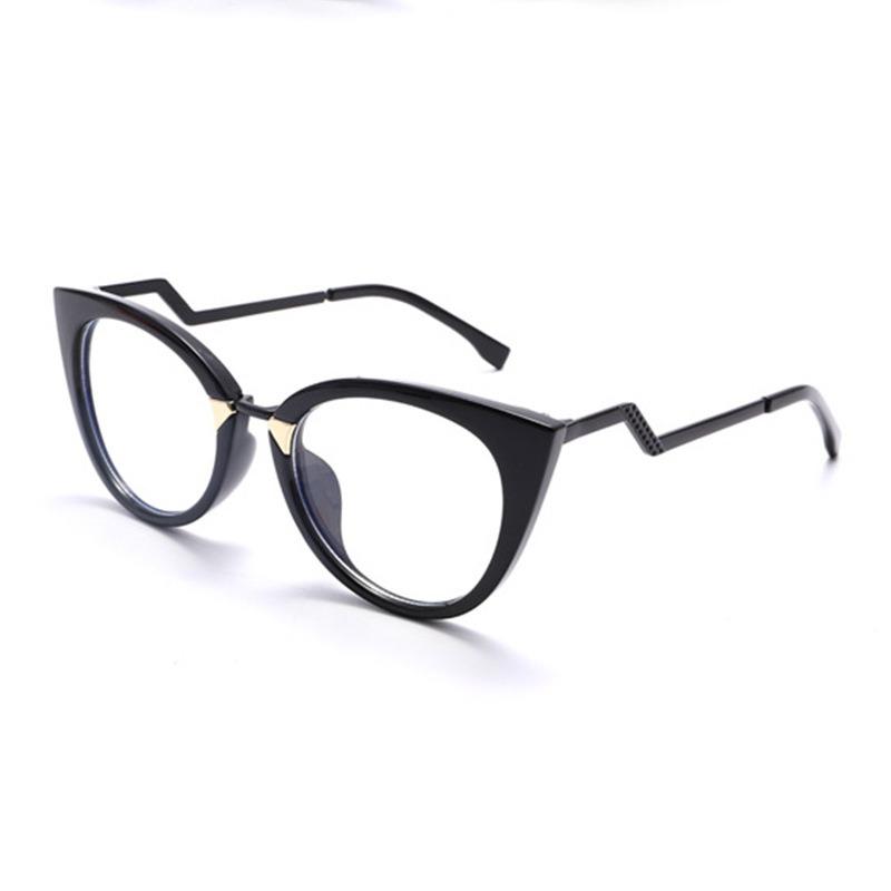 Vintage Flache Leichte Cat-Eye Große Fassung Blaulichtfilterbrille Damen Mode Halbe Metallseite High Definition Brille