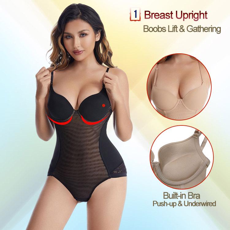Steel Bones Waist Shaping Bodysuit with Underwire Bra for Postpartum Abdominal Tightening and Butt Lifting