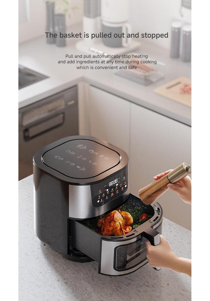 15L Large Capacity Air Fryer with Visual Baking and Integrated Stainless Steel Electric Oven