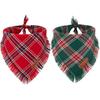 ADOGGYGO Christmas Dog Bandanas with Tassels Edges, Stylish Red Green Plaid Dog Christmas Scarf Bib, Multiple Sizes Offered, Pet Christmas Bandanas