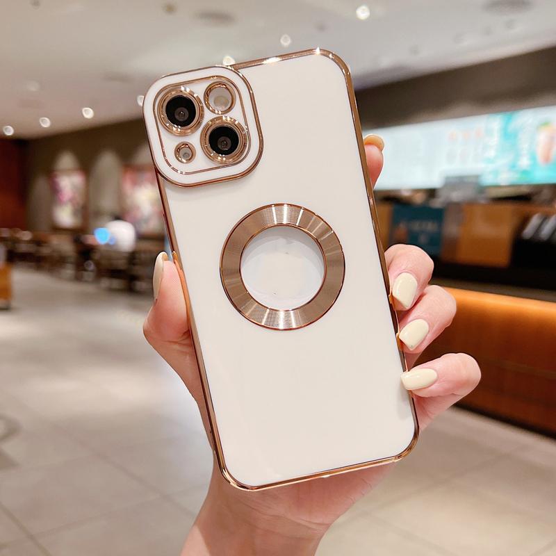 Luxury Phone Cover Colorful CD Lens Protector Hollow Soft Tpu Electroplated Phone Case for Iphone 14 Plus 13 15