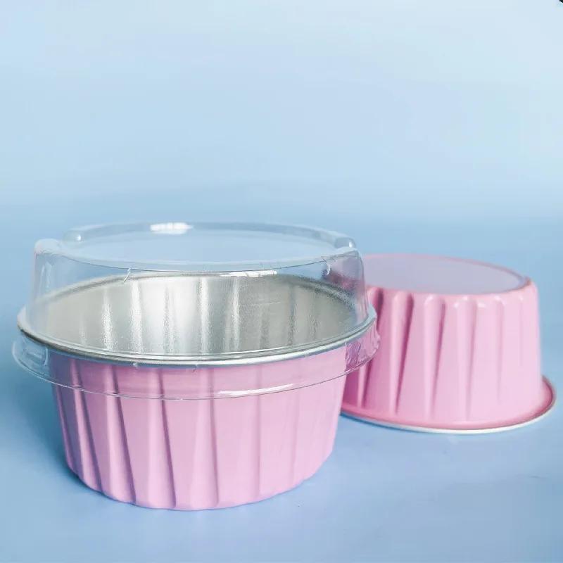 50Pcs Foil Ramekins Cupcake Baking Cups Holders Cases With Lid,Aluminum Foil Cupcake Liners,Muffin Liners Cups With Lid