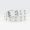 Double Prong Buckle Faux Leather Belt 1Pcs Black Silver Star Studs Cool Punk Style for Men Women Jeans Skirt Matching