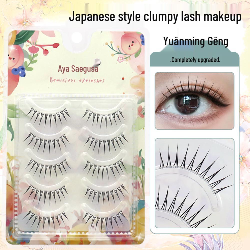 Saeda Ayare Ray 02 Fine Pointed Tail False Eyelashes - Japanese Cluster Style, Sakura Girl, Transparent Band