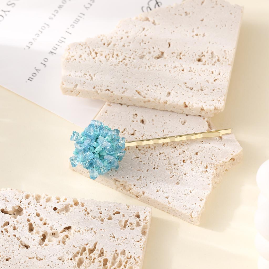 Crystal Hydrangea Flower Hairpin High Sense Fresh And Sweet One-Word Clip Women'S Fashion Hair Accessories