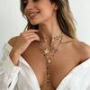 IngeSight.Z Y2k Boho Bunt Kristall Langes Y-förmiges Halsketten Damen Kreativ Kreuz Blume Anhänger Halskettenzubehör Schmuck
