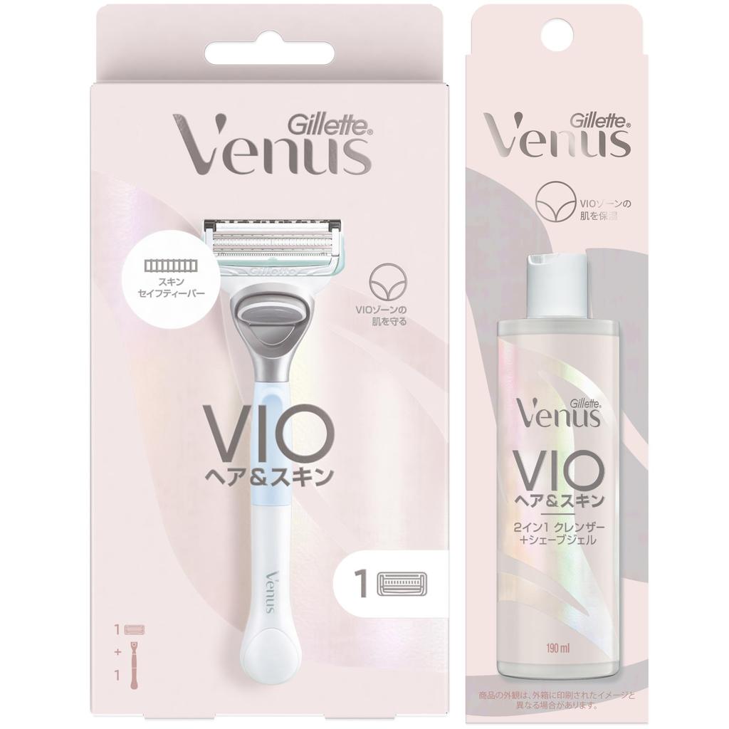 [Großbestellung] VENUS Gillette Venus VIO Hair & Skin Damenrasierer (mit 1 Ersatzklinge) + 2-in-1-Reiniger + Rasiergel 190 ml Set