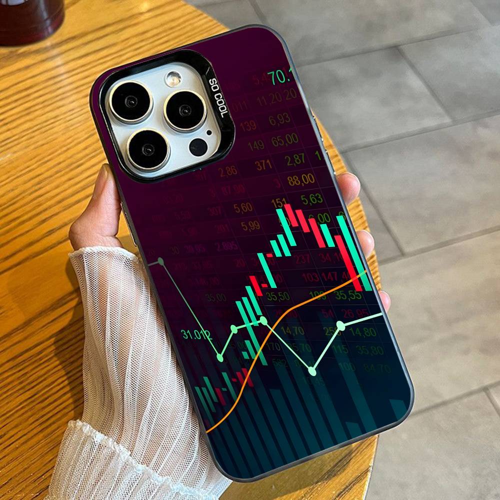

Virtual Currency Financial Stock Trading Patinted Phone Case For iPhone 16 17 15 14 12 13 Pro Max Black Color Shockproof Cover iPhone16pro