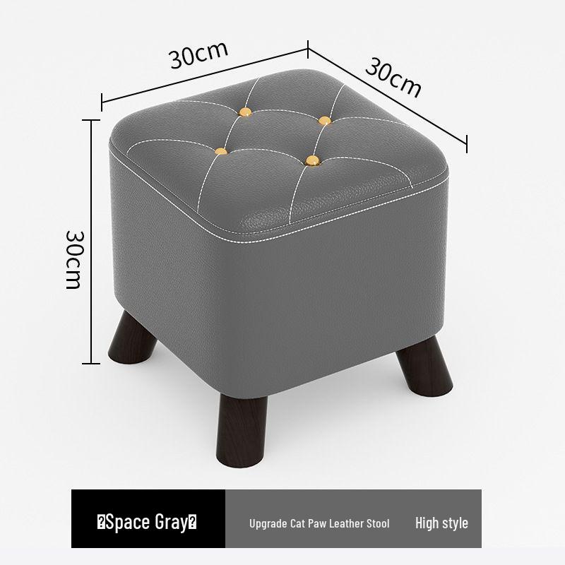 Solid Wood Footstool: Creative Tech Fabric, Multi-Use Coffee Table or Sofa Stool for Living Room
