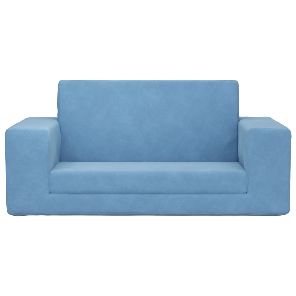Vidaxl 2-Os. Sofa For Children, Fold-out, Blue, Soft Plush