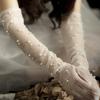 55cm Transparent Wedding Gloves Simualtion Pearls Long Elbow Mittens Mesh Arm Covers Women Party Bridal Dress Accessories Photo Props