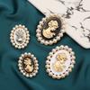Victorian Style Alloy Cameo Brooch With Crystal Rhinestones Pearls Women Fashion Jewelry Decorative Lapel Accessory