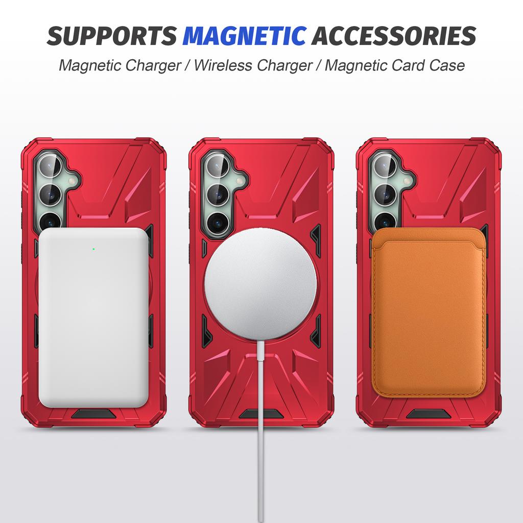 For Samsung Galaxy S23 FE Case TPU+PC Rotating Kickstand Phone Cover Built-in Magnetic Holder Metal Sheet