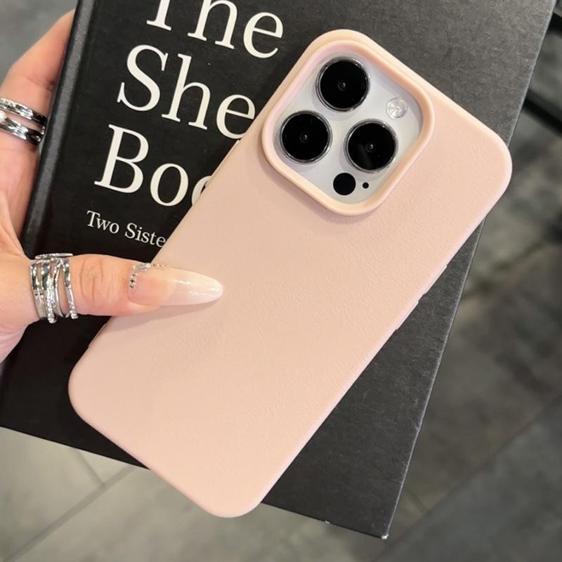 Lychee Pattern Apple 15promax Mobile Phone Case IPhone 16pro Simple 14 Solid Color 13 Creative 12 Protective Case