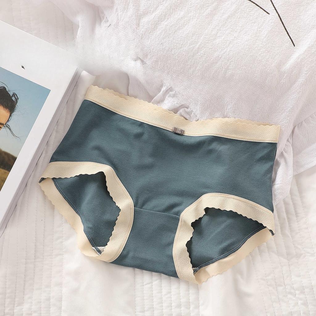 Underpants for Women Low Waisted Briefs with Black Fungus Edges Cute Simple Modal Breathable Triangle Underwear Panties