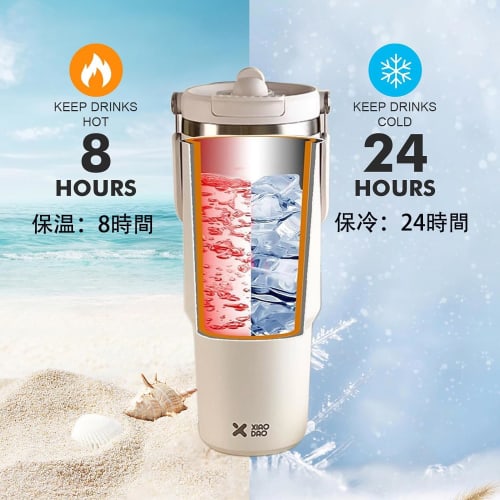 KONARO Tumbler, 600ml/900ml, Large Capacity, with Straw, Lid, Vacuum Insulated, Keeps Hot or Cold, Stainless Steel Bottle, Wide Mouth, Direct Drinking