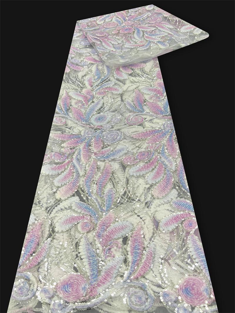 

Chenille Embroidery Fabric Suitable for Sewing Wedding Women s Dresses Performance Dresses Stage Costumes Sequins Lace Fabrics 1Yard фиолетовый