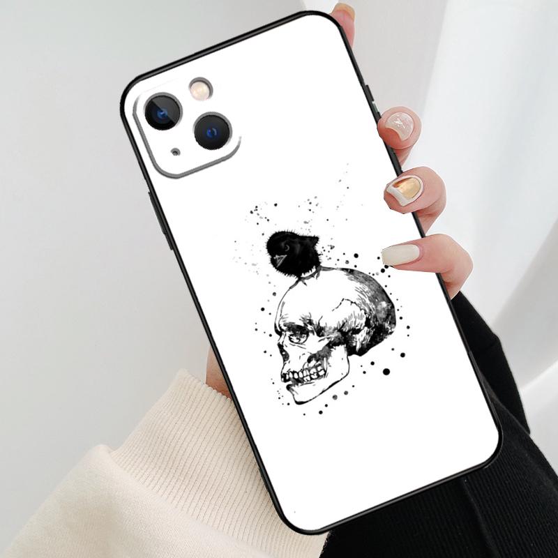 

Raven Skull Phone Case For iPhone 17 Pro Max 16 15 11 13 12 14 Pro Max mini 15 16 Plus 16e 17 Air Cover iPhone 11Pro MAX