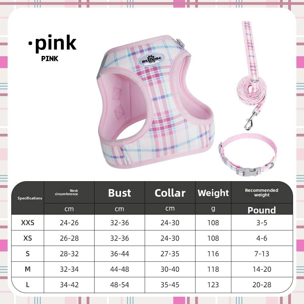 Dog Walking Harness Kit With Non Extendable Leash And Collar For Small Pets