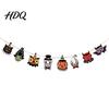 Halloween Scene Setting 8Pcs Bunting Banner Pumpkin Ghost Bat Witch Cartoon Hanging Garland Indoor Seasonal Party Supplies Retro Wooden Wall