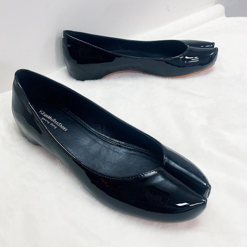 Frühling und Sommer neue Leder-Mode Mary Jane Schuhe elegant flacher Ausschnitt flacher Boden ein Pedal Innenhöhenerhöhung einzelne Schuhe