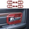 Inner Door Handle Bowl Cover Decor Trim Frame Red Carbon For Dodge Ram 2011-2017