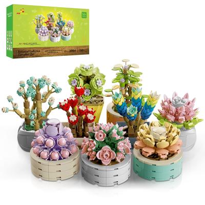 JMBricklayer Flower Succulent Building Blocks Set for Adults 20104, 9 Pack Plant Collection Small Plant Building Blocks for Room Home Office