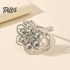 Fashion Scarf Jewelry Rhinestone Flower Ring, Six Petal Clip Floral Accessory Sparkling Holder for Women Shirts Silk Scarves Shawls Decorative Clasp