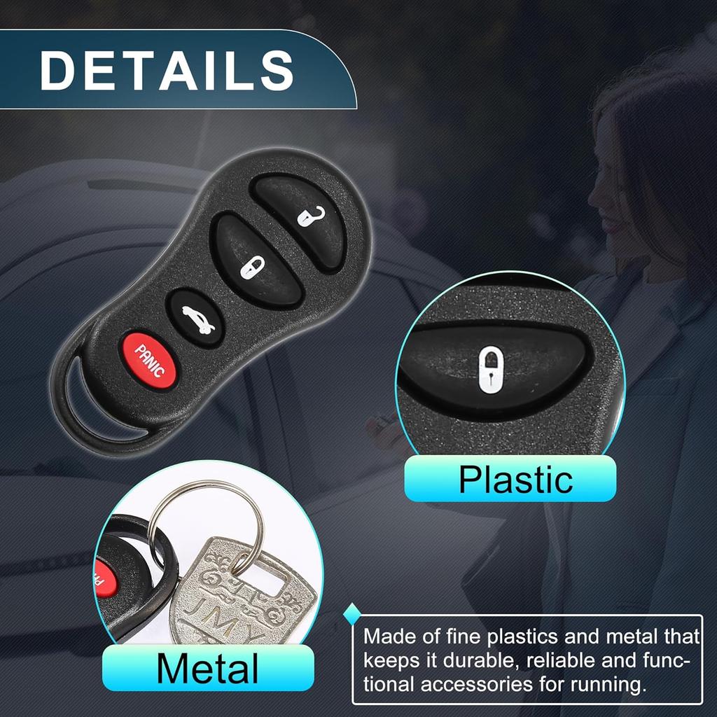 Keyless Entry Remote for Jeep Liberty 02-04 315Mhz GQ43VT17T 4 Button Reusable | Control Replacement Car Key Fob 1 Pcs for Dodge Stratus 01-06 for