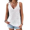 Embroidered V-neck Lace Strap Tank Top with Cutouts - 2023 European and American Style Women's Fashion.