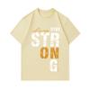 Men's 100% Cotton Crew Neck Short Sleeve T-Shirt, Always Stay Strong Letter Print Casual Comfortable Lightweight Tee for Daily Home Outdoor Wear, Loos