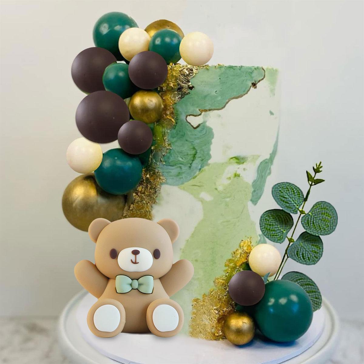 

33PCS Bear Cake Toppers Balls Cake Decorations with Stars Clouds Cake Toppers for Boy Girl Baby Shower Birthday Party Decoration зелёный