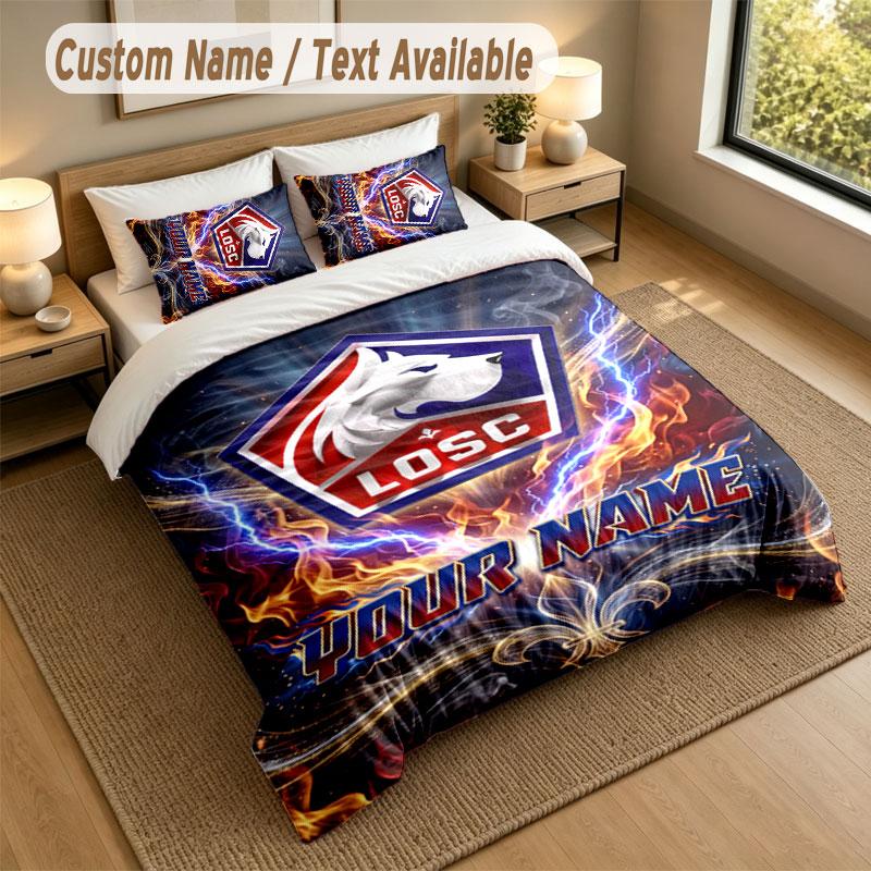 Bedding Set 1 Duvet Cover 2 Pillowcases LOSC Lille Print Soft Bed Linen Bedroom Decor