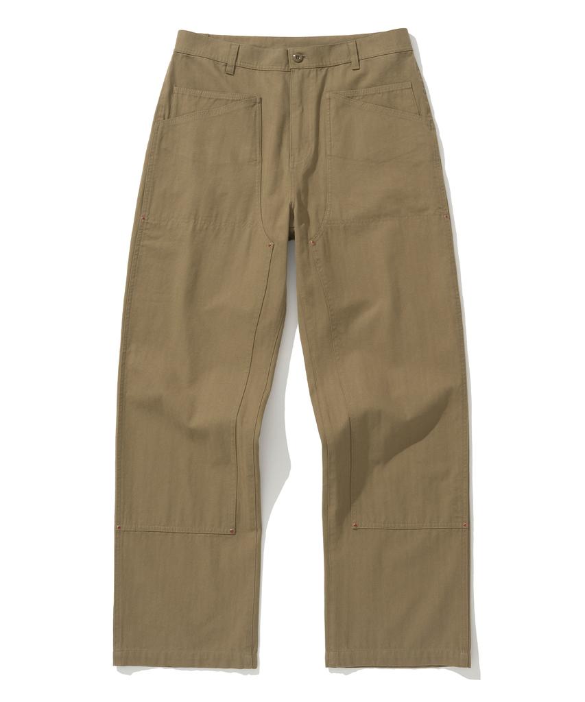 UNIFORM BRIDGE Double Knee Stud Pants Coffee