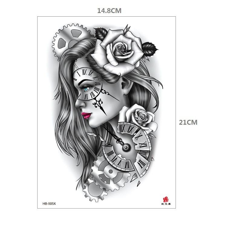 Clown Mouth Flower Body English Color Lion Tiger Half Arm Animal Pattern Water Transfer Simulation Tattoo Sticker