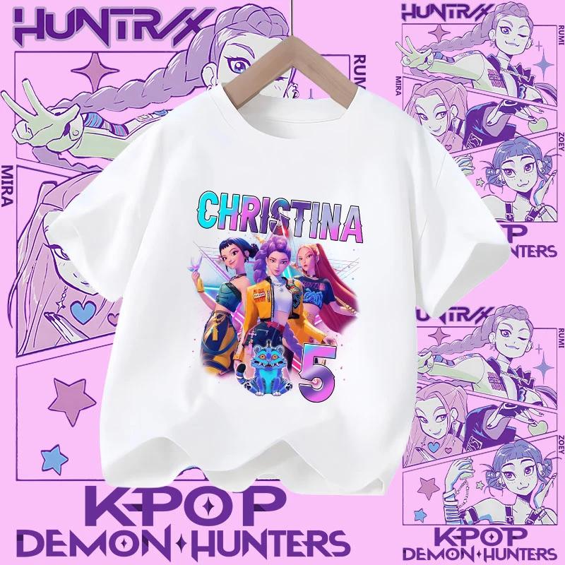 2026 Hot Movie Soft Polyester Baby Girls T Shirt Children's Clothing KPop Demon Hunters Fans Gifts Kids Clothes Fashion Casual Tops