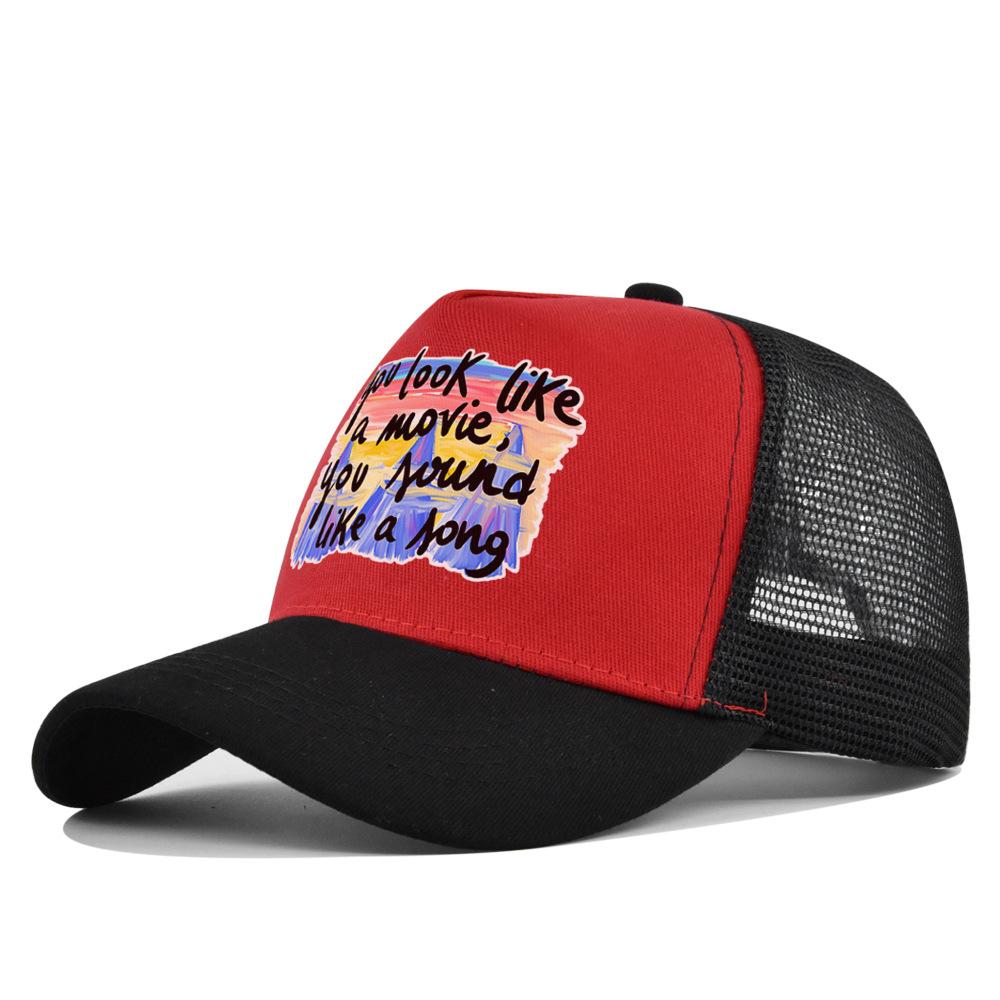 Summertime Printed Cap Letter Mesh Breathable Hat Women Men Baseball Cap Sunshade Outdoor Sports Cycling Travel Sun Hat Dad Hat