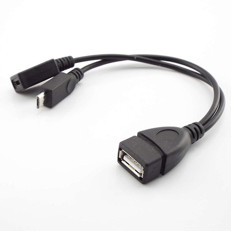 

1 в 2 OTG Micro USB гніздо до Mirco 5-контактний гніздо гніздо Host Power Y Splitter Кабель-адаптер USB Міцний мікро-USB OTG для ПК 1pcs