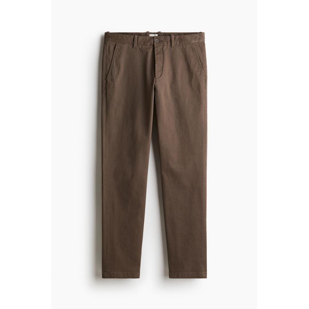 H M sliM Fit Cotton cHino Pants Brown