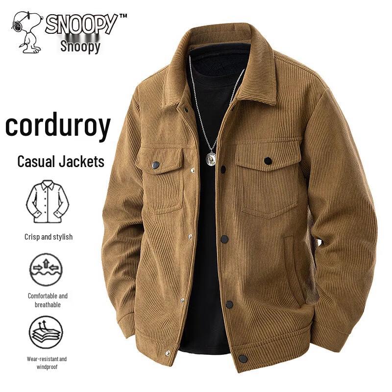 

SNOOPY Men s Corduroy Casual Lapel Jacket 4XL
