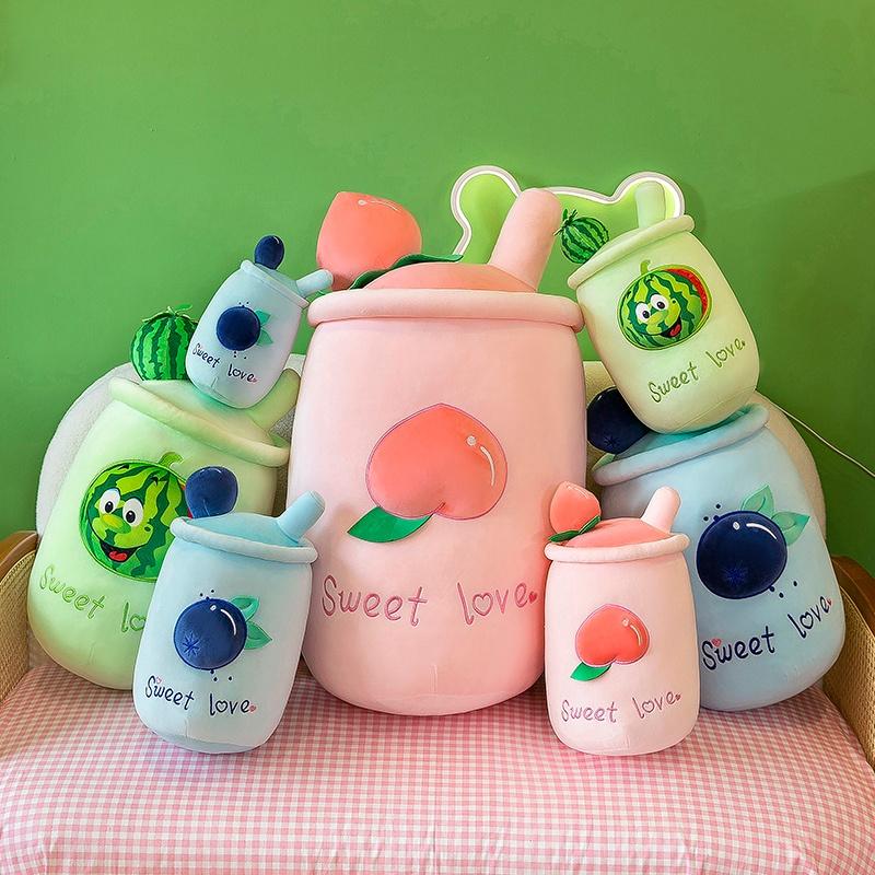 Soft Plush Bubble Tea Boba Cups Toy Peach/watermelon/blueberry Hug Doll Gift