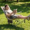 Reclining Camping Chair with Headrest Folding Lounge Chair with Adjustable Backrest Lightweight Camping Chairs for Outdoor