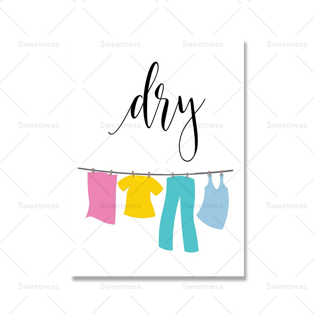 Wash Dry Fold Repeat Laundry Sign Colorful Wall Art Print Canvas Nordic Poster And Print Wall Pictures Utility Room Painting No Frame