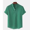 Men's  Summer Polo Shirt Cotton Linen Two Button Striped Men's Sports Polo