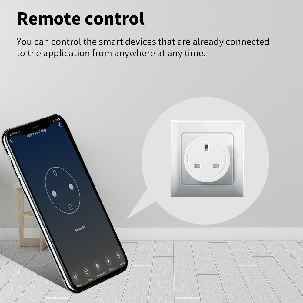 Graffiti Zigbee Smart UK Socket, 16A, Alexa-Compatible with Energy Meter.