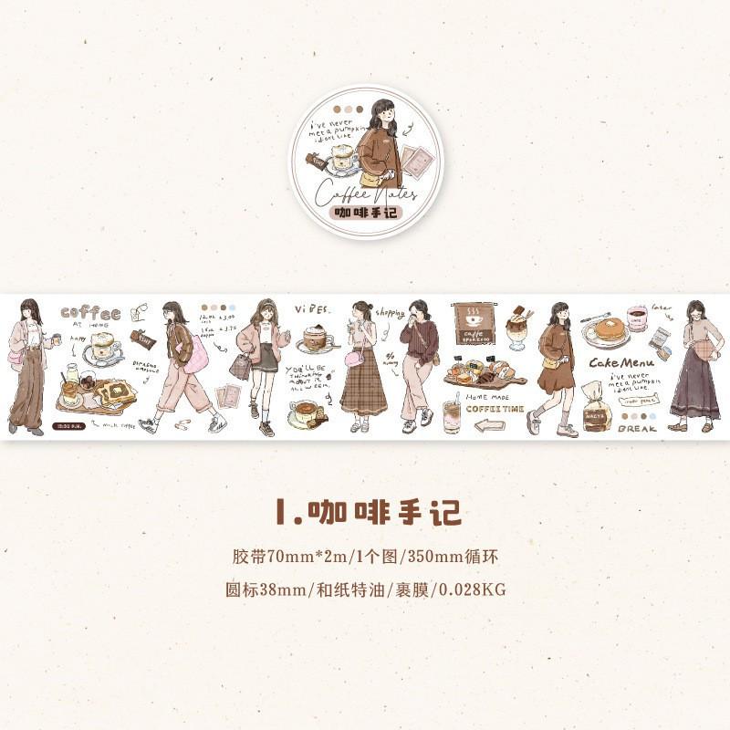 1roll Cartoon Girl Character Tape Stickers, Artistic Design for Hand Account DIY & Journal Decoration