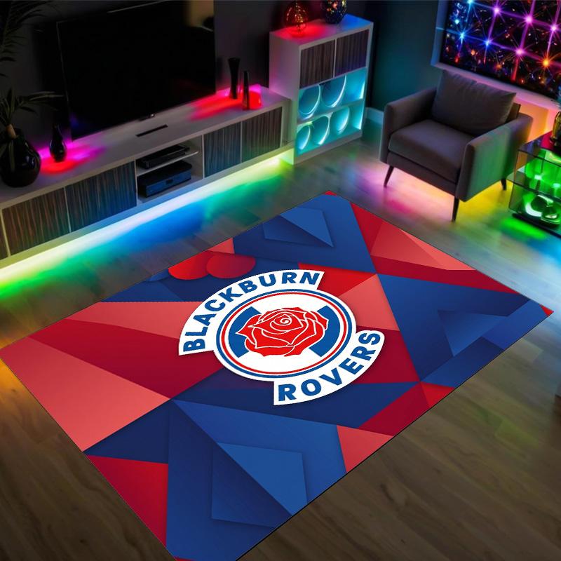 Blackburn Rovers Football Design Crystal Velvet Carpet Cozy Non?Slip Printed Rug For Bedroom Living Room Entrance