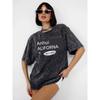 Fashion Washed Distressed Letters Print Loose Casual Cotton T-shirt Top Printed Letter T-shirt